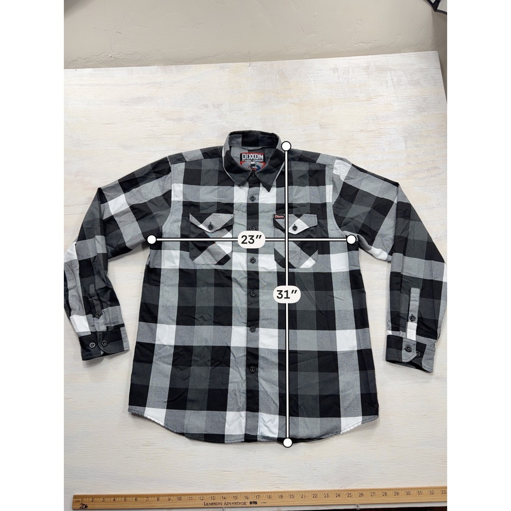 Dixxon Flannel Shirt Finish Line Buffalo Plaid Black Grey Men's Large